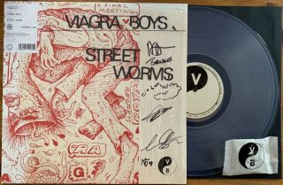 Viagra Boys Street Worms Hand Signed Autographed Clear Vinyl Lp,  Fortune Cookie