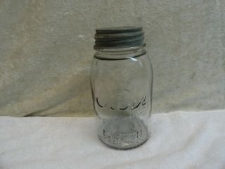 Vintage Kerr Self Sealing Wide Mouth Mason Canning Jar Clear Glass Zinc Porc Lid