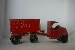 1920s Vintage Tootsie Toy Red Mack Trailer And Truck A&p No.  4670 At44
