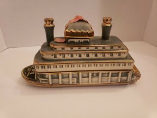 Obr 1968 Vintage Kentucky Whiskey Decanter Mississipi River Queen Boat Paddle