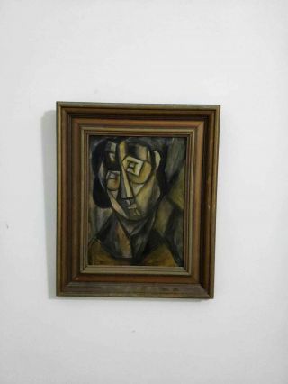 Rare Antique Old Painting Portrait Cubist Picasso Style Not Signed