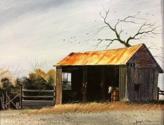 Joseph Orr 20th C.  American Missouri Artist Farm Landscape Painting Plein Air