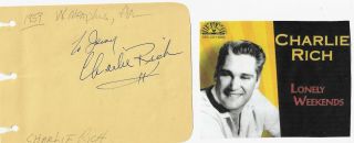 Charlie Rich.  Vintage In Person Hand Signed/inscribed Album Page 1959/image.