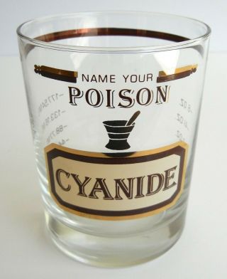 Vintage Barware Drink Glass Name Your Poison Cyanide By Cera Mid - Century Modern