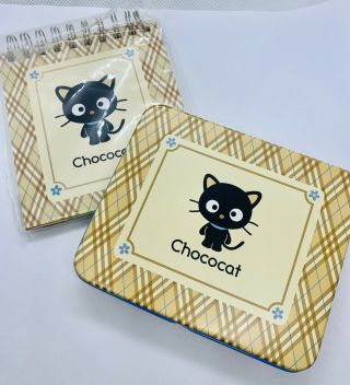 Vintage Chococat Sanrio Mini Tin And Notebook With Stickers Inside 2000