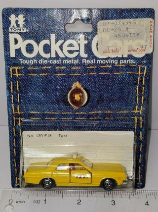 Vintage 1976 1/74 Tomy Pocket Cars Taxi Dodge Coronet Custom No.  139 - F18