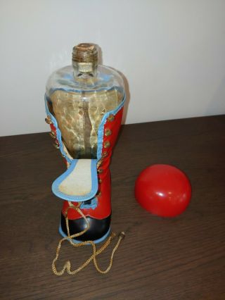 Vintage mid - 20th century boot - shaped liquor/wine glass decanter bottle 4