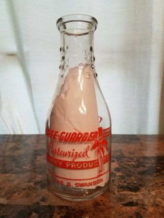 Stephenson,  Mi Half One Quart Antique Milk Bottle Suano Dairy 1914