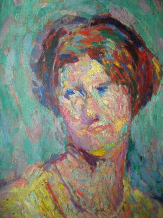 American School Impressionist Portrait of Lady Oil On Board c.  1920 3