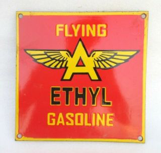 Vintage Old Collectible Flying Ethyl ' A ' Gasoline Porcelain Enamel Sign Board 2
