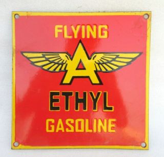 Vintage Old Collectible Flying Ethyl ' A ' Gasoline Porcelain Enamel Sign Board 3