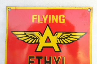 Vintage Old Collectible Flying Ethyl ' A ' Gasoline Porcelain Enamel Sign Board 4