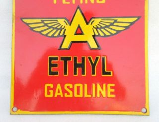 Vintage Old Collectible Flying Ethyl ' A ' Gasoline Porcelain Enamel Sign Board 5