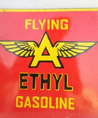 Vintage Old Collectible Flying Ethyl ' A ' Gasoline Porcelain Enamel Sign Board 6