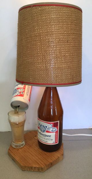 Vintage Pouring A Glass Of Budweiser Beer Table Lamp 18 "