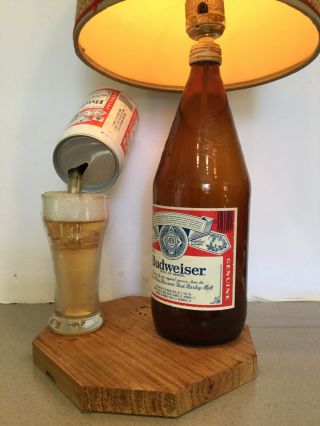 Vintage Pouring a Glass of Budweiser Beer Table Lamp 18 