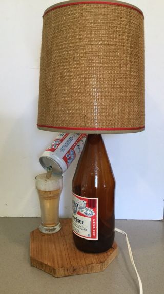 Vintage Pouring a Glass of Budweiser Beer Table Lamp 18 