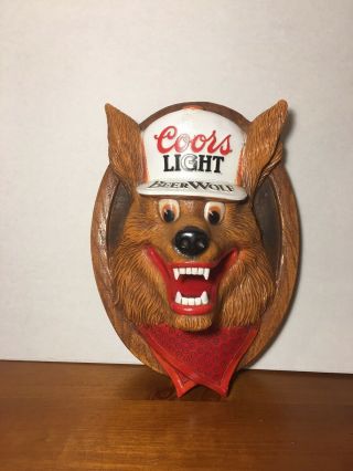 Vintage Coors Light Beer Wolf 3d Sign Wall Mounted Plastic Head
