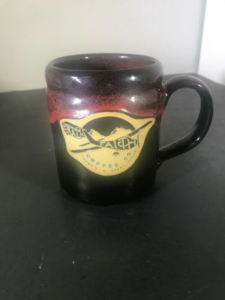 Crazy Faith Coffee Company Mug Red Black Deneen Pottery Handthrown