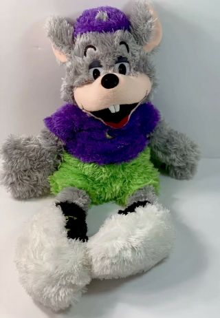 Chuck E Cheese 21 " Lg Plush Stuffed Fuzzy Doll Purple Shirt Green Shorts 2012