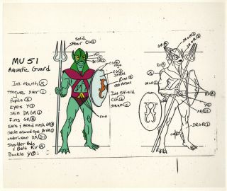 He - Man/she - Ra Masters Of The Universe Model Sheet Cel Aquatic Guard