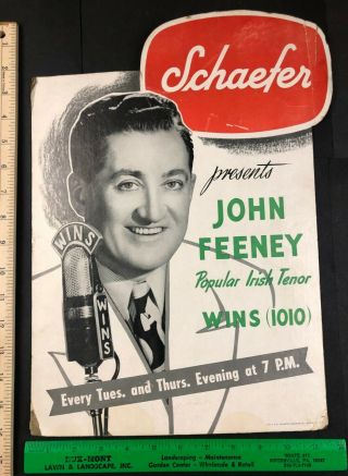 Schaefer Beer Advertising Sign Irish Tenor John Feeney Wins Radio 1010 York