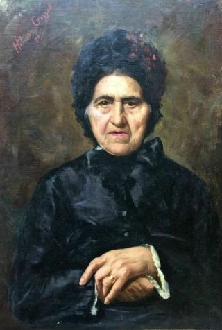 " Elvezia Gazotti (1863 - 1953) " Antique Oil Painting On Canvas " The Noblewoman "
