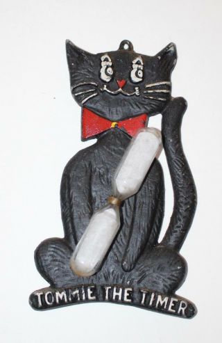 Vintage Tommie The Timer Cast Iron Cat With Timer