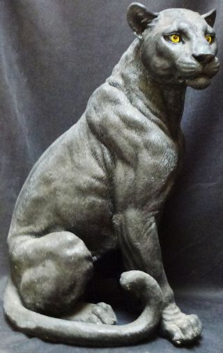 Ebony Large Panther Statue Figurine H21.  25 "