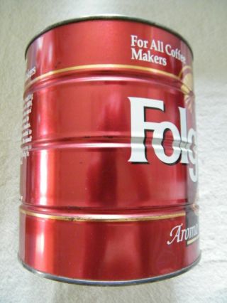 Vintage Folgars 39oz Coffee Can 2LB 7OZ Big Lebowski Size (For All Coffee Maker) 6