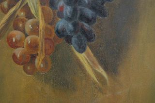 ANTIQUE OIL ON BOARD PAINTING GRAPES CORN FALL AUTUMN STILL LIFE ARTIST SIGNED 2