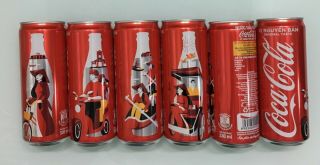 Full Set Of 06 Vietnam Coca Coke Cola 330ml Can Cans - Opened At Bottom