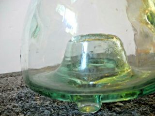 Large Vintage Aqua Green Glass Fly Wasp Insect Trap Catcher Leaf Finial Stopper 2