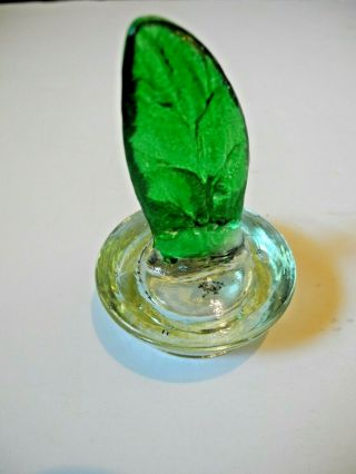 Large Vintage Aqua Green Glass Fly Wasp Insect Trap Catcher Leaf Finial Stopper 4