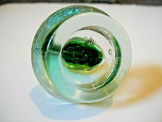 Large Vintage Aqua Green Glass Fly Wasp Insect Trap Catcher Leaf Finial Stopper 6
