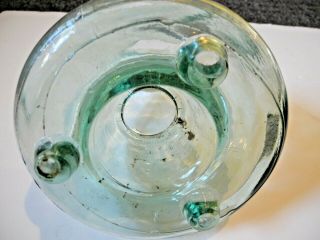 Large Vintage Aqua Green Glass Fly Wasp Insect Trap Catcher Leaf Finial Stopper 7