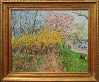 Listed Serge Belloni Large Old Impressionist Landscape Oil Painting