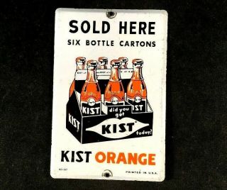 Vintage Kist Orange Soda Door Push Pull Embossed Rare Old Advertising Metal 50s