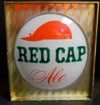 Vintage Rectangular Red Cap Ale Lighted Bar Tavern Sign 11 " X 9.  75 " X 3 " V.  Good