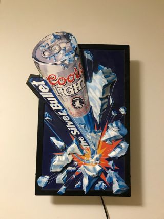 Vintage Coors Light The Silver Bullet Bar Sign Circa 1980’s