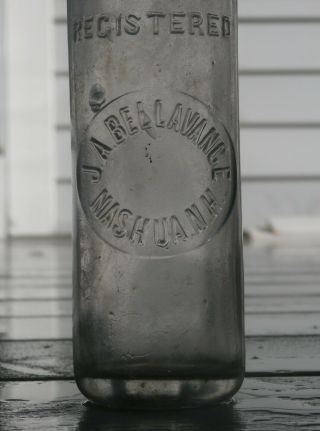 Antique J.  A.  BELLAVANCE - NASHUA,  N.  H.  Tooled Top Soda Bottle 2