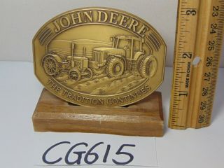 Brass John Deere Medallion Calendar W/stand 1996 Tradition Continues Tractors