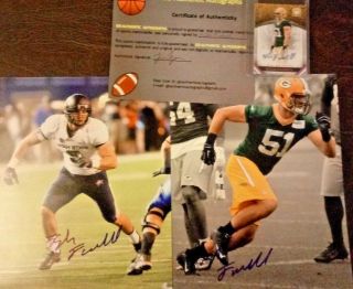 Kyler Fackrell Autographed (2) 8x10 Photos Green Bay Packer With Signed Card