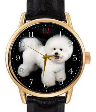 Bichon Frise Classic French Dog Portrait Art 30 Mm Unisex Brass Wrist Watch