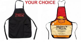 Makers Mark Bottle Shape Apron / Black Chef Style Apron - Maker’s Mark