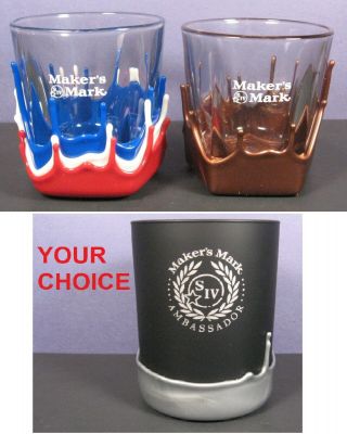 Makers Mark Wax Dipped Rocks Glass Maker’s Mark Copper Silver Red White Blue Wax