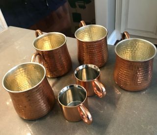 Set Of 4 Williams Sonoma Moscow Mule Mugs Hammered Copper Plus 2 More Bonus