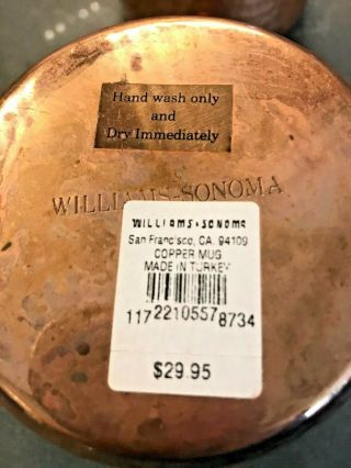 Set Of 4 Williams Sonoma Moscow Mule Mugs Hammered Copper PLUS 2 more BONUS 2
