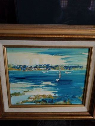 Alfred Birdsey Bermuda Sail Boats Scene Old Oil On Board Painting