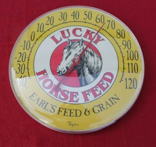Earl’s Feed & Grain Lucky Horse Feed 12” Round Wall Thermometer